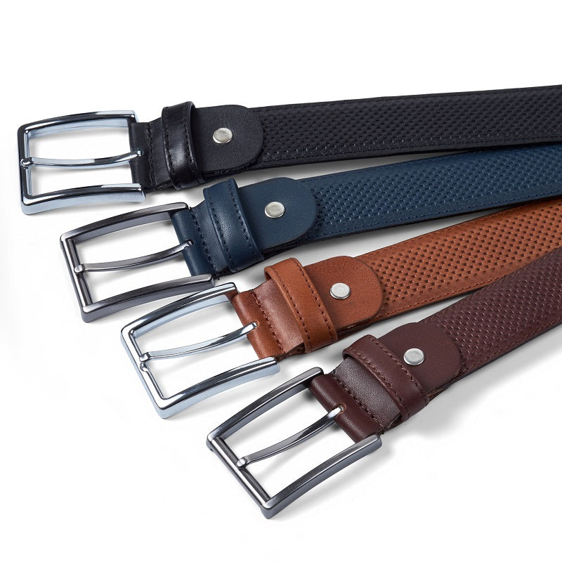 حزام رجالي كلاسيك مدقق جلد طبيعي  R121